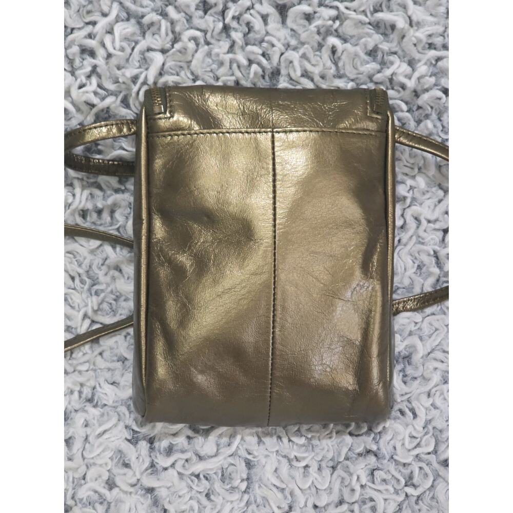 Hobo Fern Metallic Bronze Green Crossbody Bag Purse Leather Floral Lined Small - Picture 2 of 16